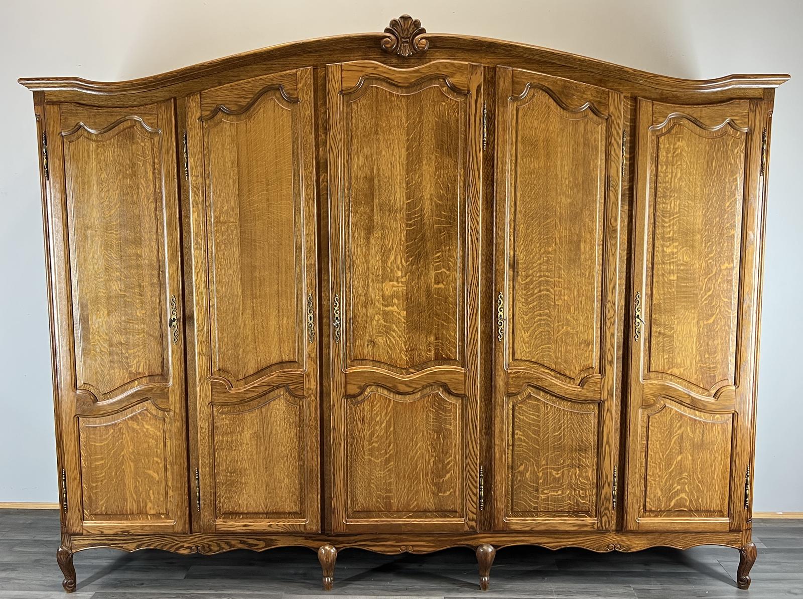 Wardrobe Vintage French Carved 5 Door Oak Louis  Closet (1 of 8)