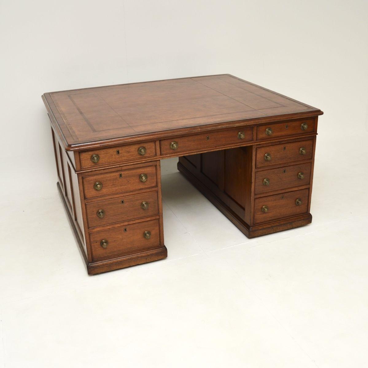 Antique Victorian Mahogany Leather Top Partners Desk (1 of 7) Antique Victorian Mahogany Leather Top Partners Desk (1 of 7)