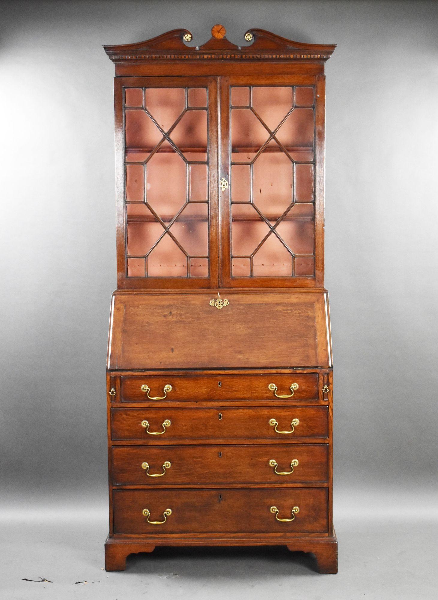 George III Oak Bureau Bookcase (1 of 8)