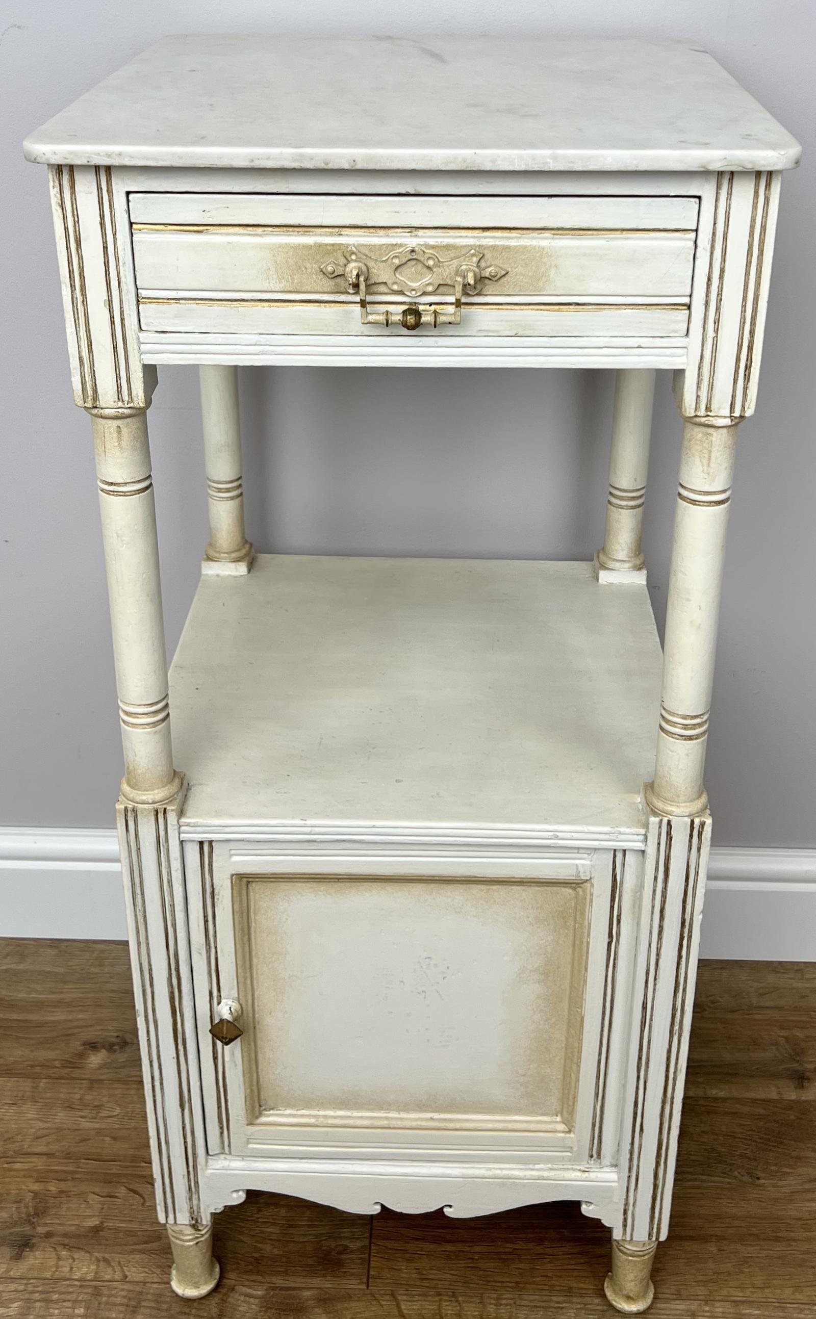 Bedside Table Antique French Style Marble Top Oak Cabinet Nightstand (1 of 13) Bedside Table Antique French Style Marble Top Oak Cabinet Nightstand (1 of 13)