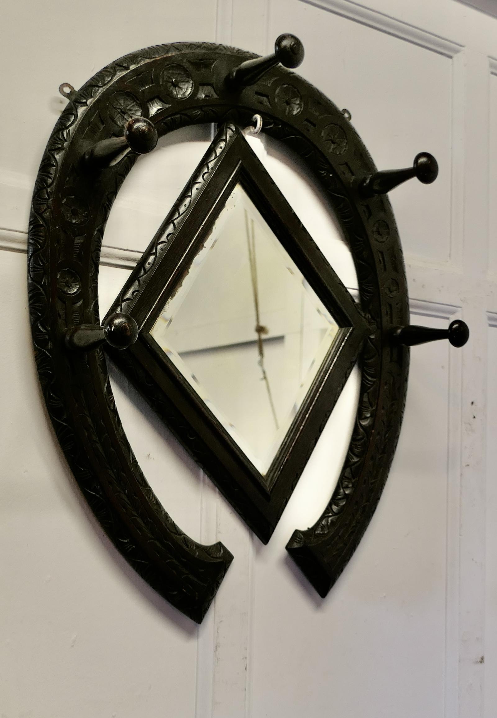 Gothic Horseshoe Coat and Tack Rack with Mirror (1 of 7)