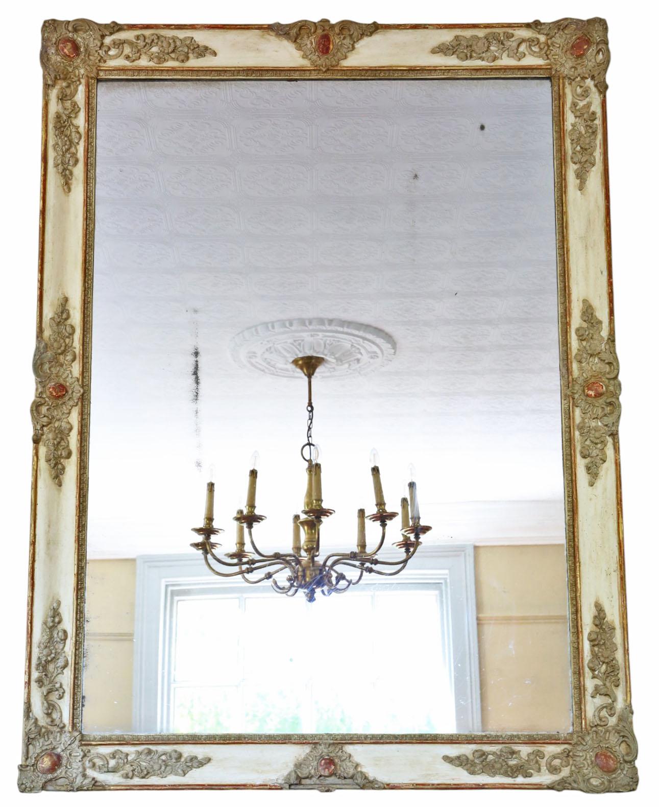 Very Large 19th Century Antique Overmantle Wall Mirror – Painted Frame Vintage Statement Piece (1 of 9) Very Large 19th Century Antique Overmantle Wall Mirror – Painted Frame Vintage Statement Piece (1 of 9)