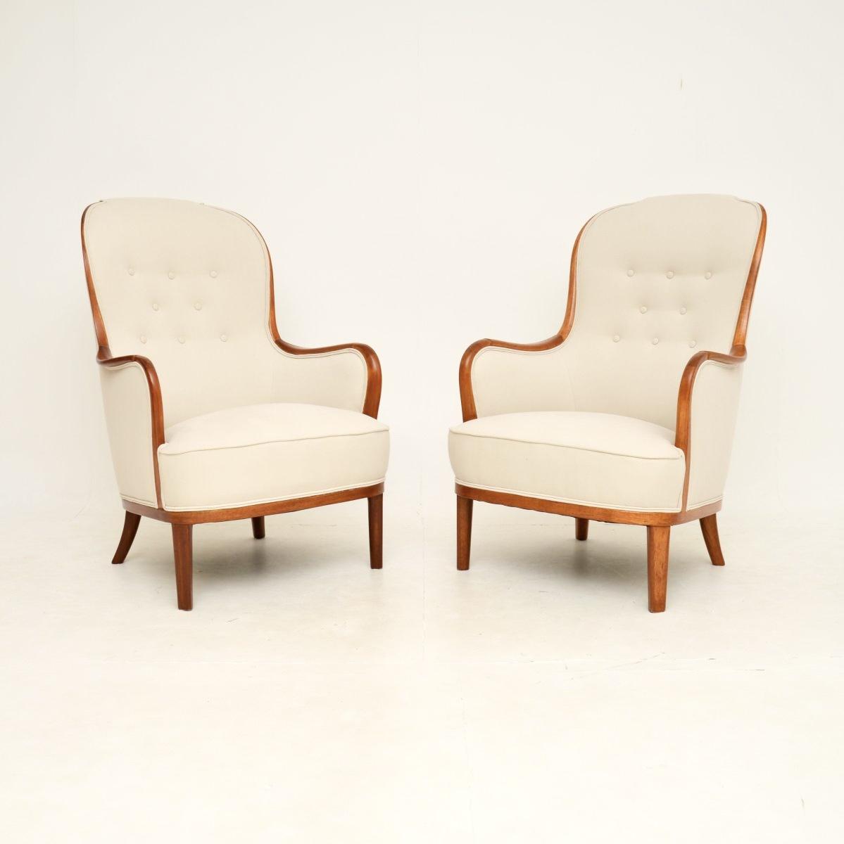 Pair of Vintage Swedish Mahogany Armchairs by Carl Malmsten (1 of 8)