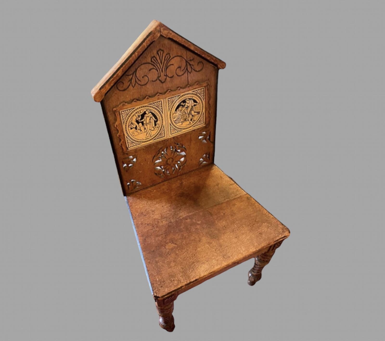 Late 19th Oak Aesthetic Style Hall Chair (1 of 4)