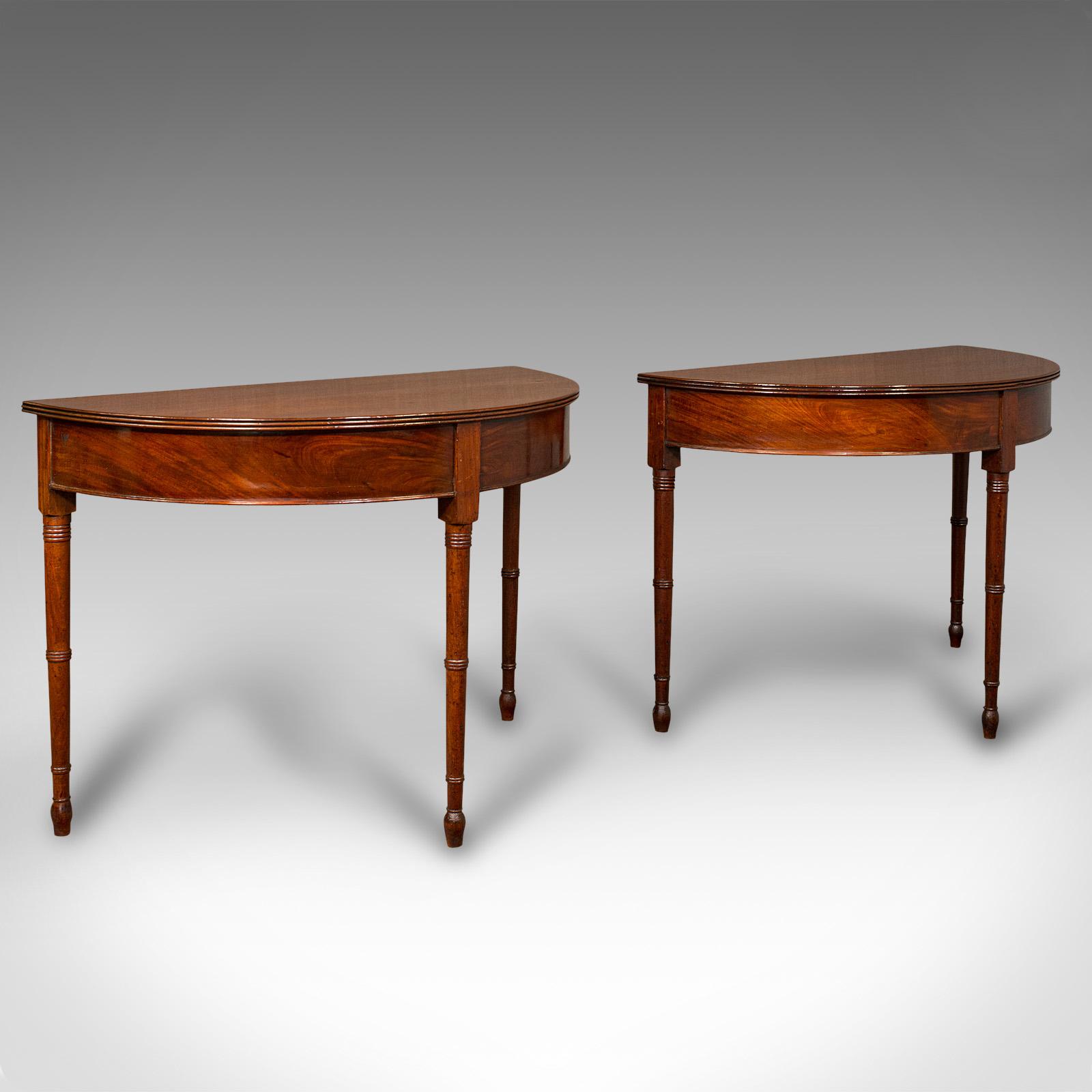 Pair Of Antique Demi Lune Side Tables, English, Drum, Console, Georgian (1 of 10) Pair Of Antique Demi Lune Side Tables, English, Drum, Console, Georgian (1 of 10)
