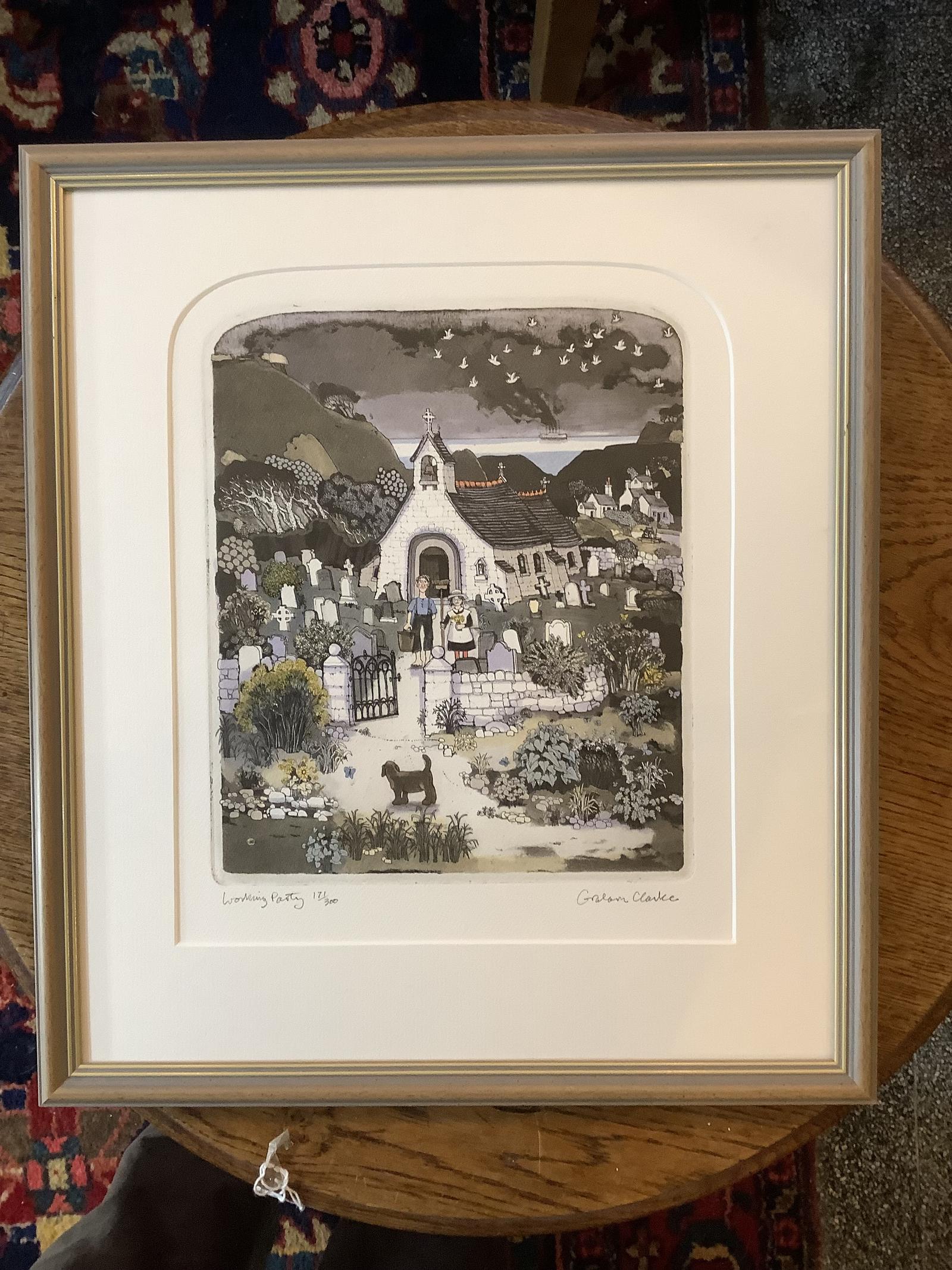 Graham Clarke (Born 1941): Etching. "Working Party" (1 of 4) Graham Clarke (Born 1941): Etching. "Working Party" (1 of 4)