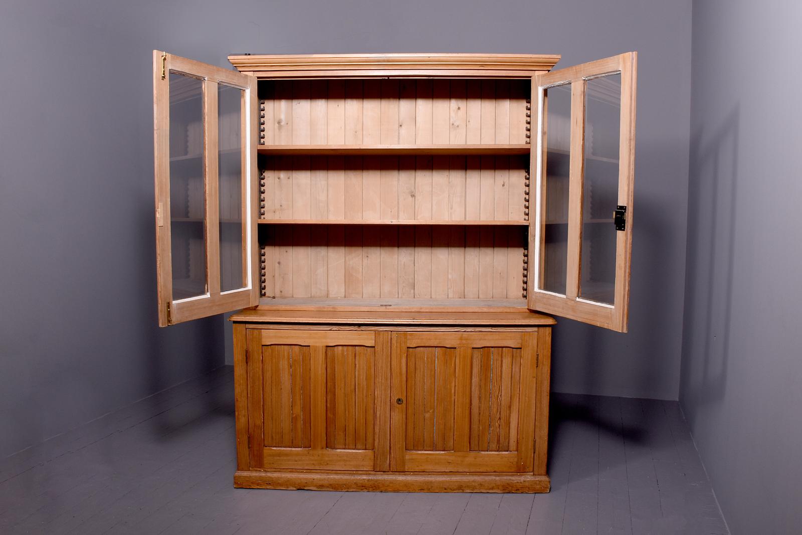 Pitch Pine Aesthetic Movement Two Door Bookcase (1 of 7)