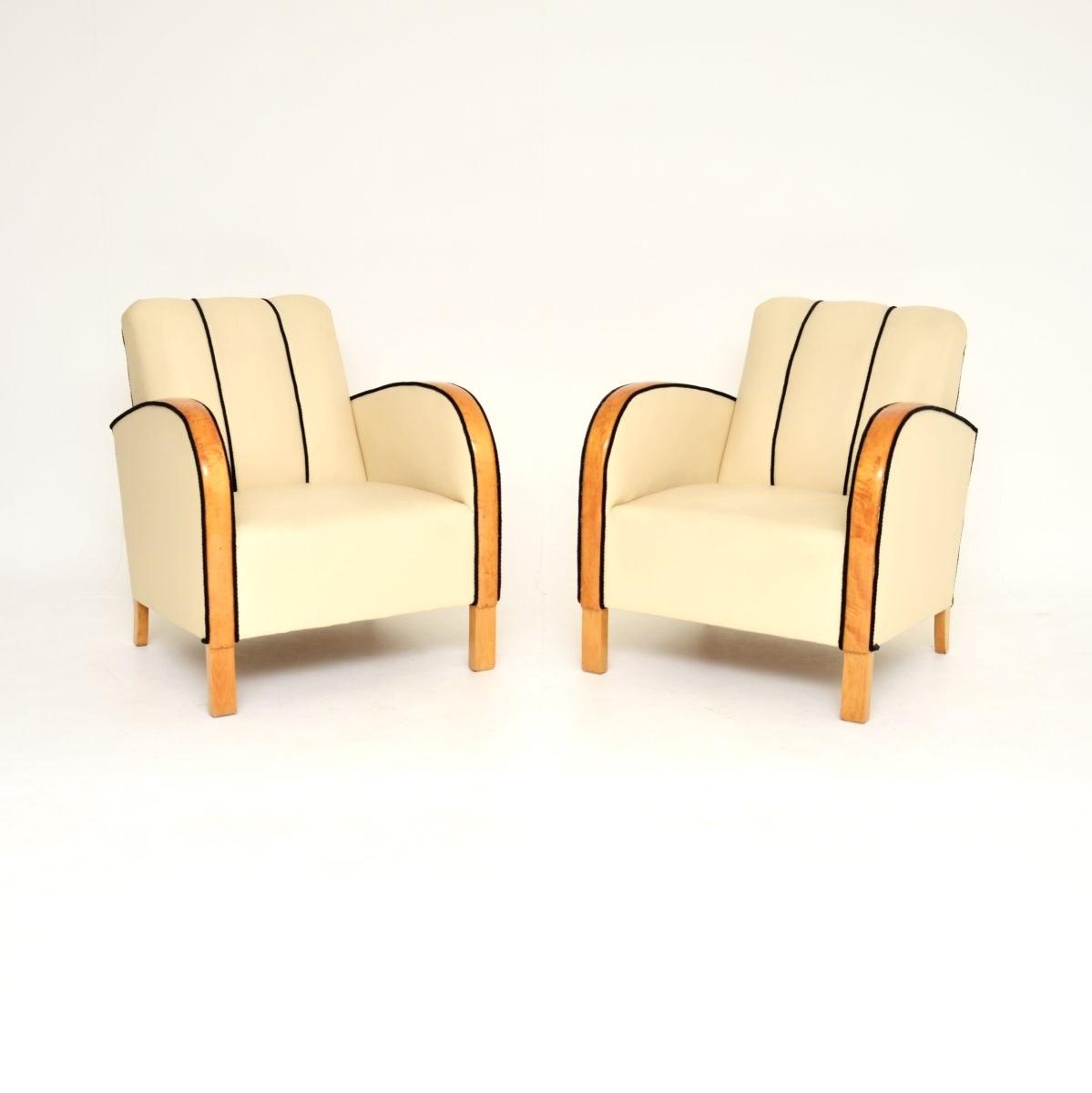 Pair of Swedish Art Deco Armchairs in Leather & Satin Birch (1 of 12) Pair of Swedish Art Deco Armchairs in Leather & Satin Birch (1 of 12)