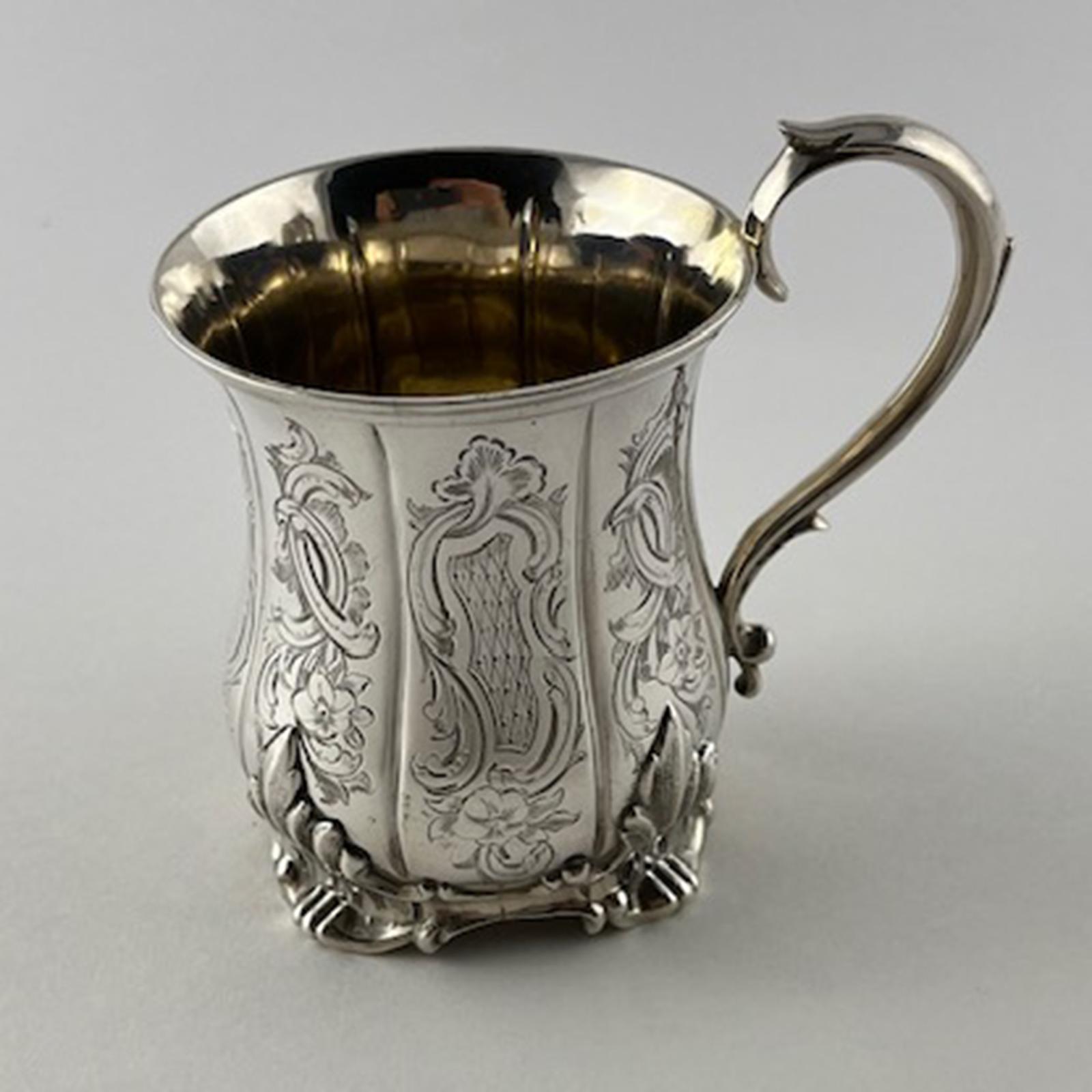 Victorian Sterling Silver Christening Mug Engraved with Scrolls & Flowers (1 of 7)