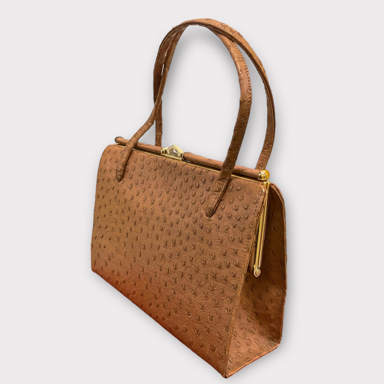 1950s / 1960s Vintage Marquessa Tan Ostrich Leather Handbag (1 of 8) 1950s / 1960s Vintage Marquessa Tan Ostrich Leather Handbag (1 of 8)