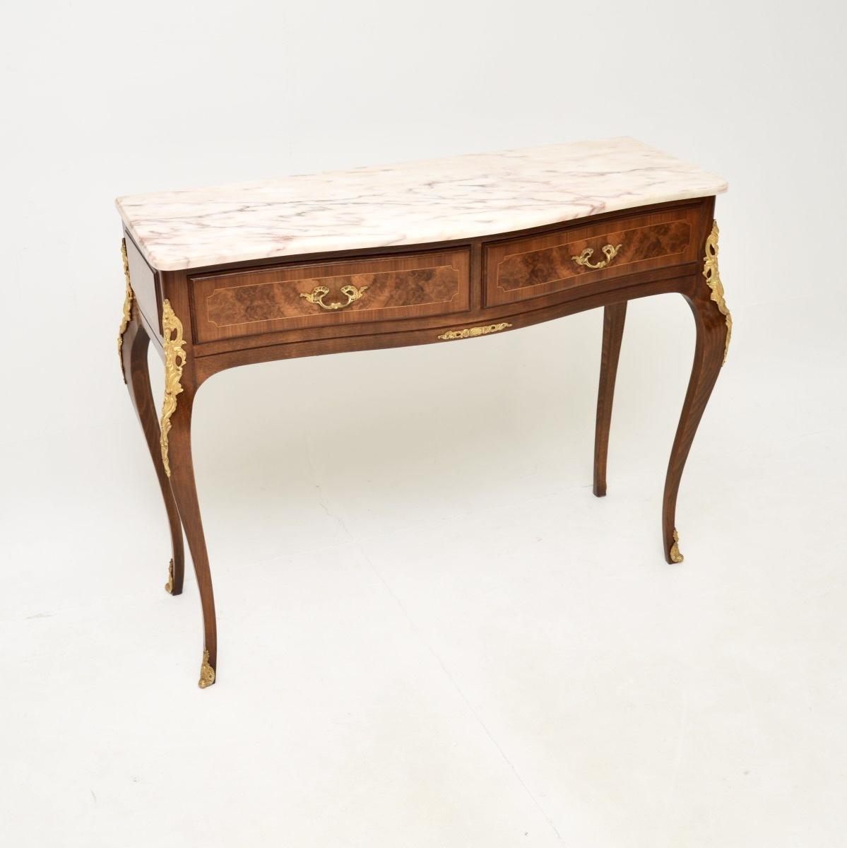 Antique French Marble Top Inlaid Walnut Console Table (1 of 11) Antique French Marble Top Inlaid Walnut Console Table (1 of 11)