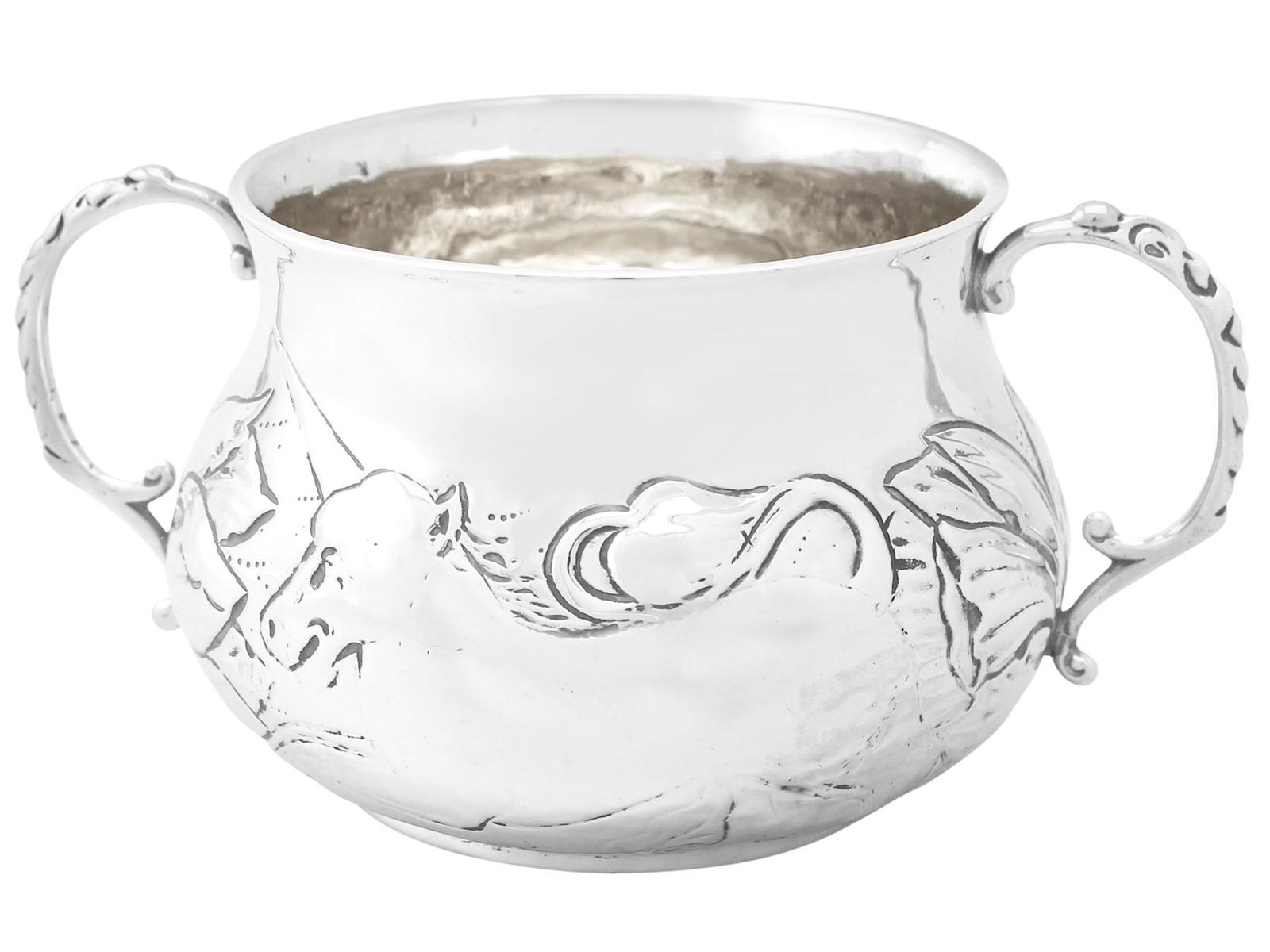 Britannia Standard Silver Porringer - Charles II Style - Antique George V (1 of 9)