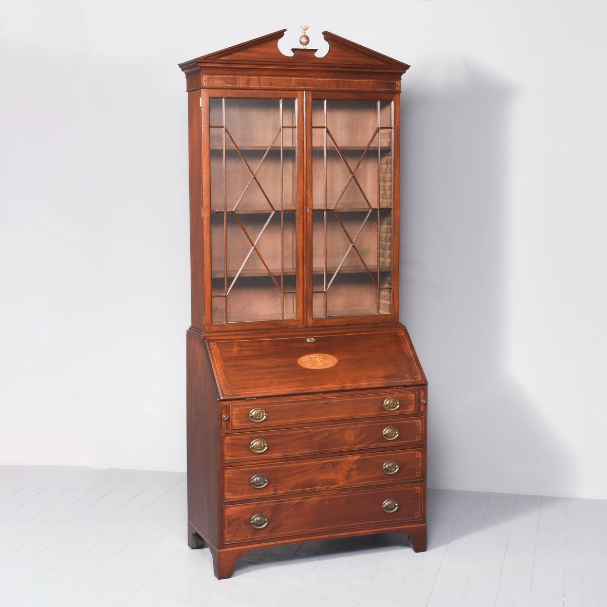 Impressive George III Inlaid Mahogany Bureau Bookcase (1 of 17)
