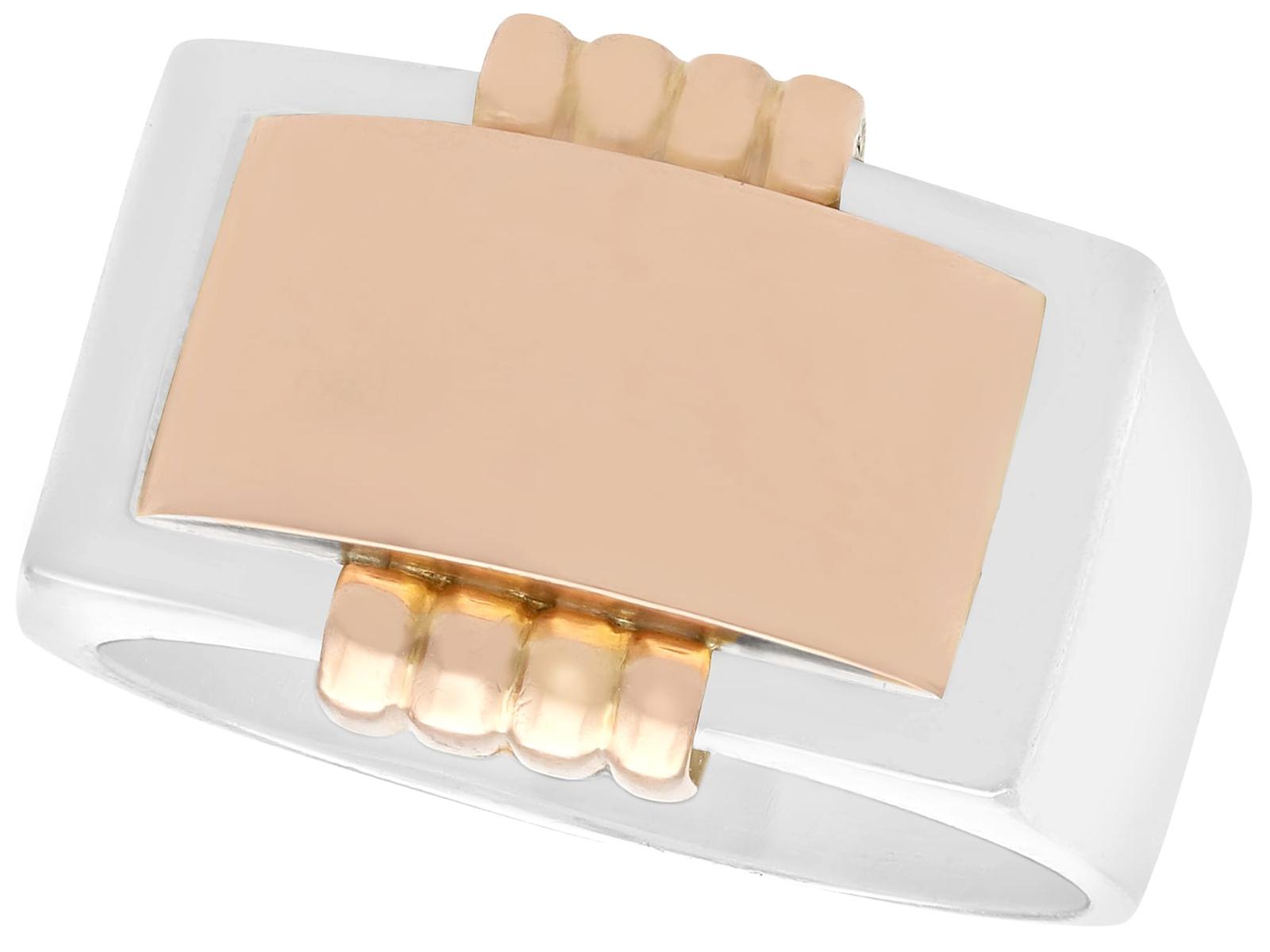 9ct White Gold & 9ct Rose Gold Dress Ring Art Deco c.1930 (1 of 9)