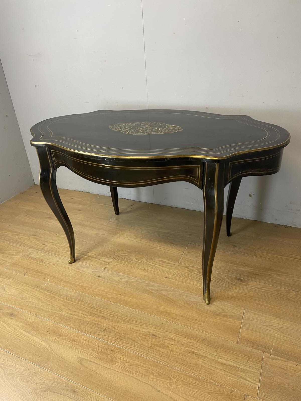 C19th French Ebonized Brass Inlaid Writing Table (1 of 12)