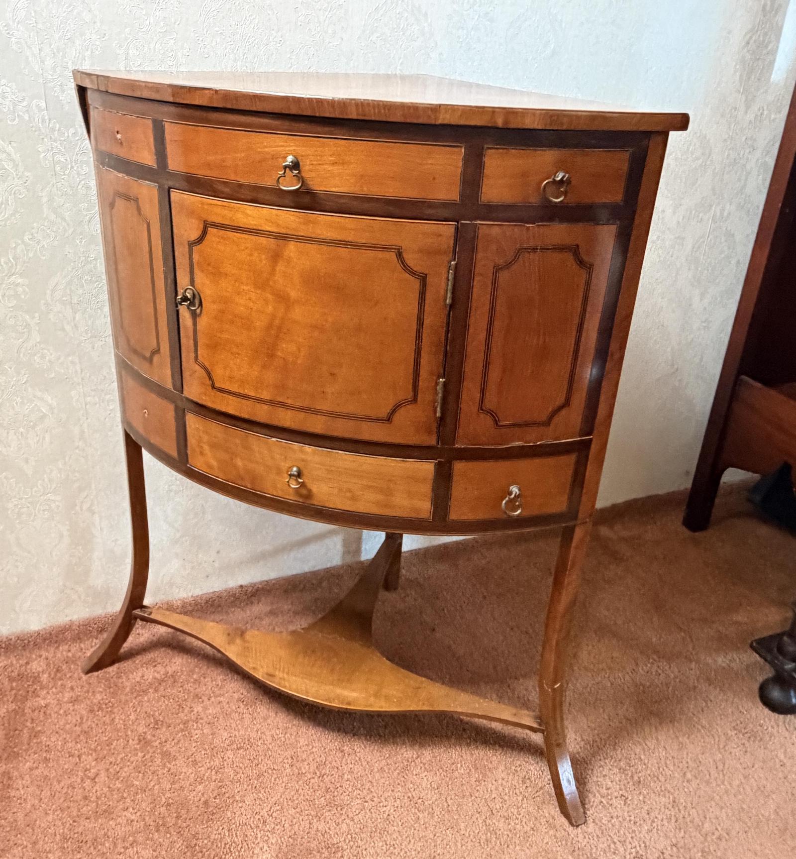 Rare Folding Corner Washstand in Satinwood (1 of 7) Rare Folding Corner Washstand in Satinwood (1 of 7)