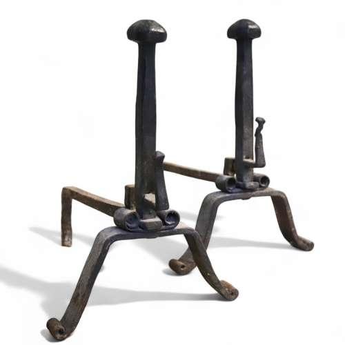 Pair of 19th Century French Forged Iron Dogs (1 of 5)