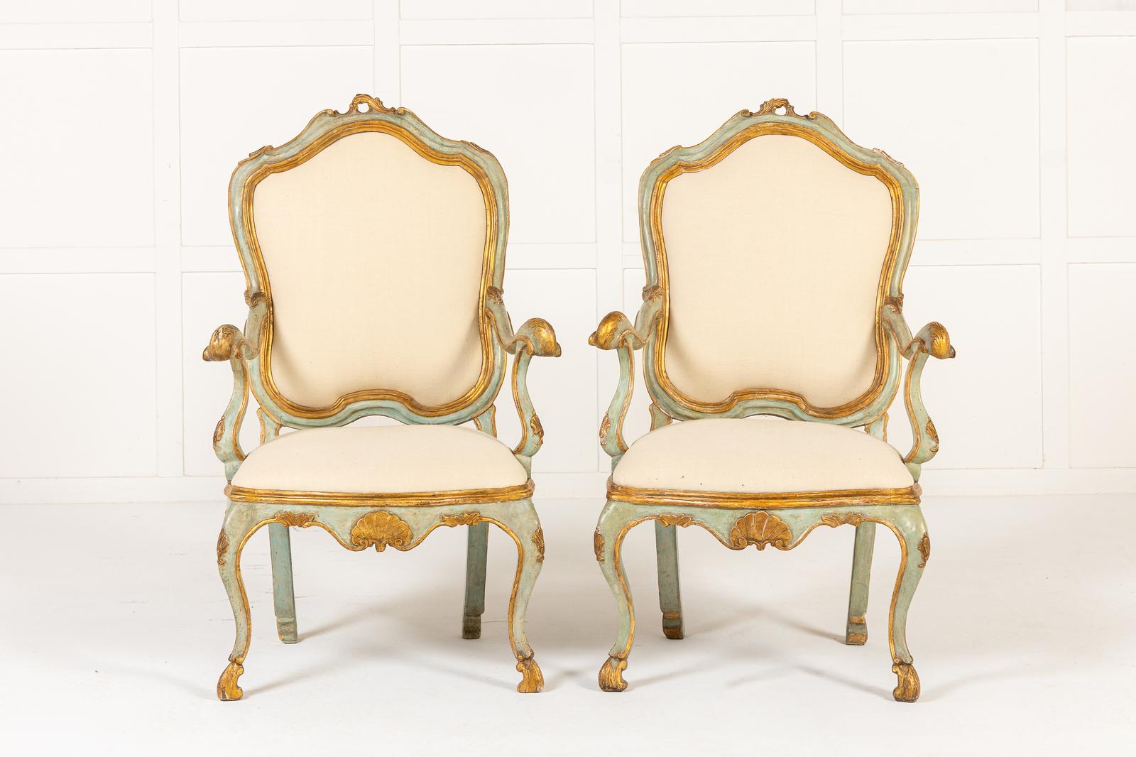 Pair of 18th Century Italian Painted Chairs (1 of 13) Pair of 18th Century Italian Painted Chairs (1 of 13)