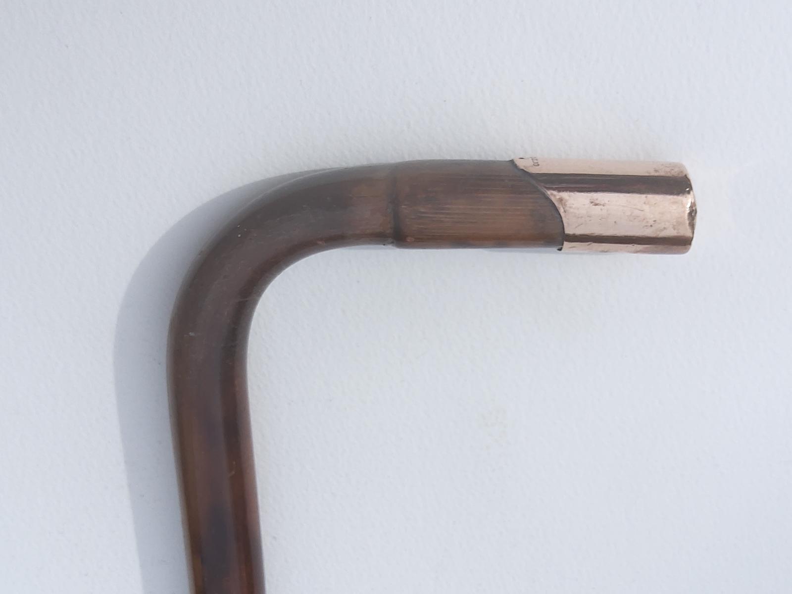 Walking Stick with Gold Tip to Handle & Palm Wood Shaft (1 of 6)