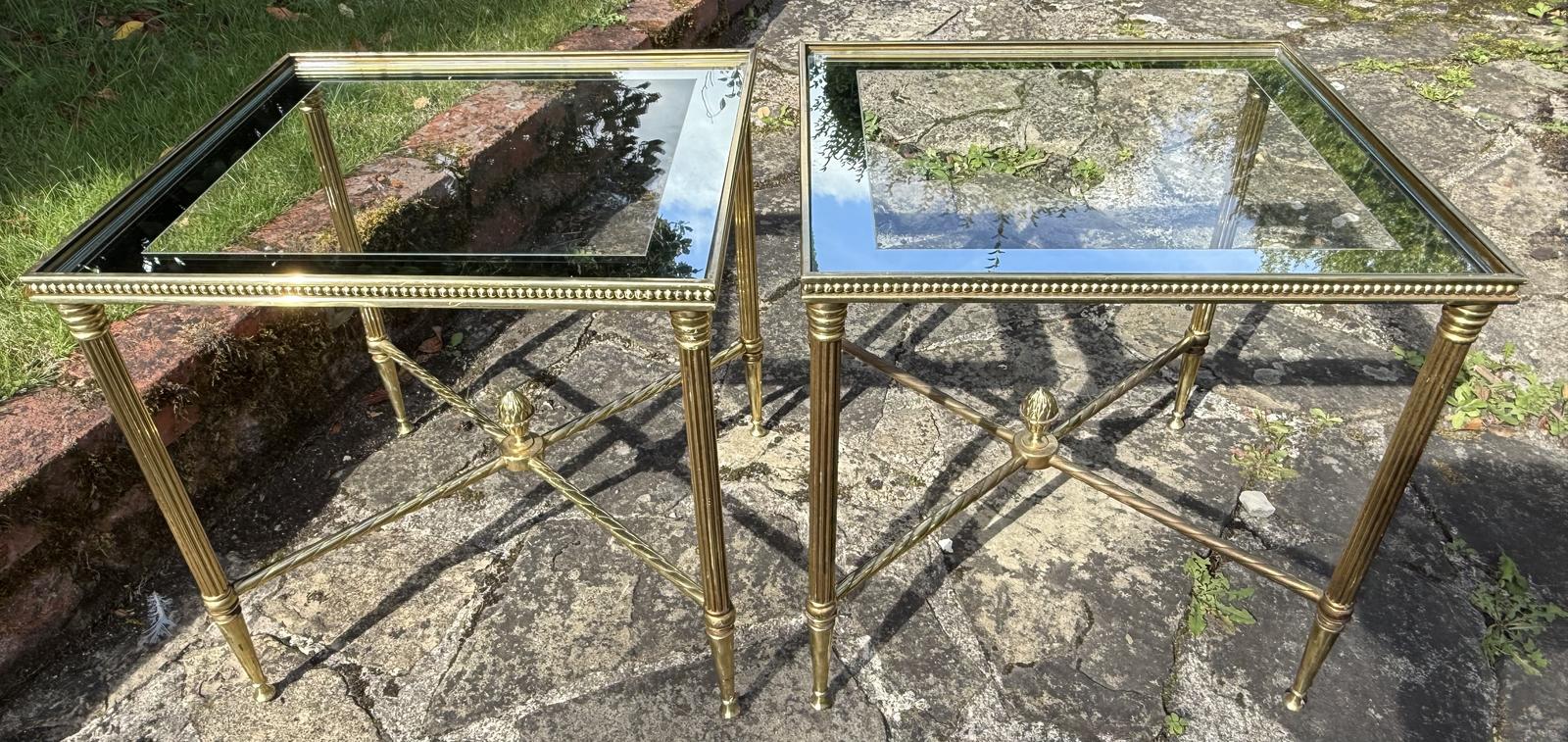 Pair of Mid Century Brass & Glass Stands (1 of 5) Pair of Mid Century Brass & Glass Stands (1 of 5)