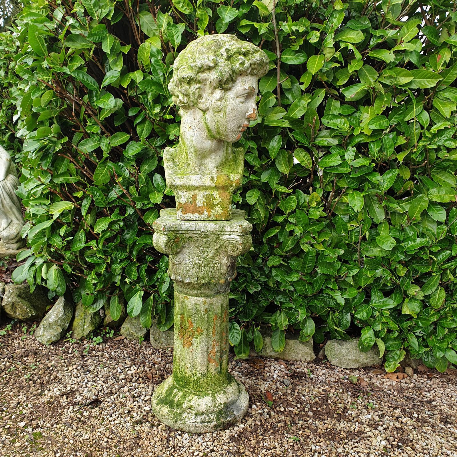Large Garden Terracotta Bust on Pedestal (1 of 5)