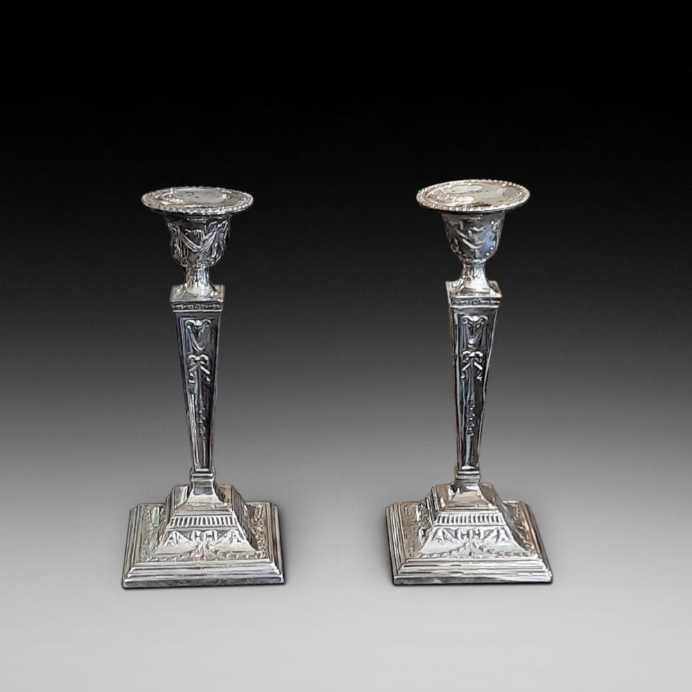 Pair of Adam Revival Silver Plate Candlesticks c.1900 (1 of 5) Pair of Adam Revival Silver Plate Candlesticks c.1900 (1 of 5)