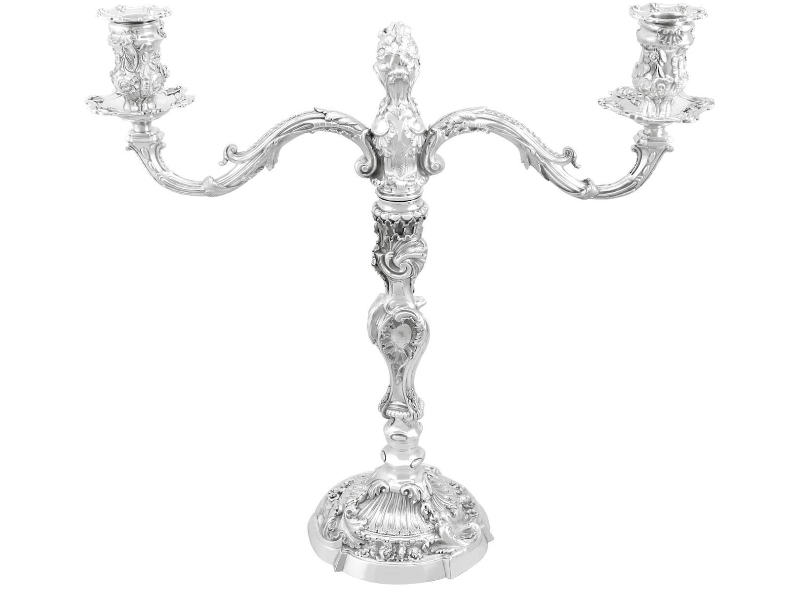 Antique Victorian Sterling Silver Two Light Candelabrum (1 of 12)