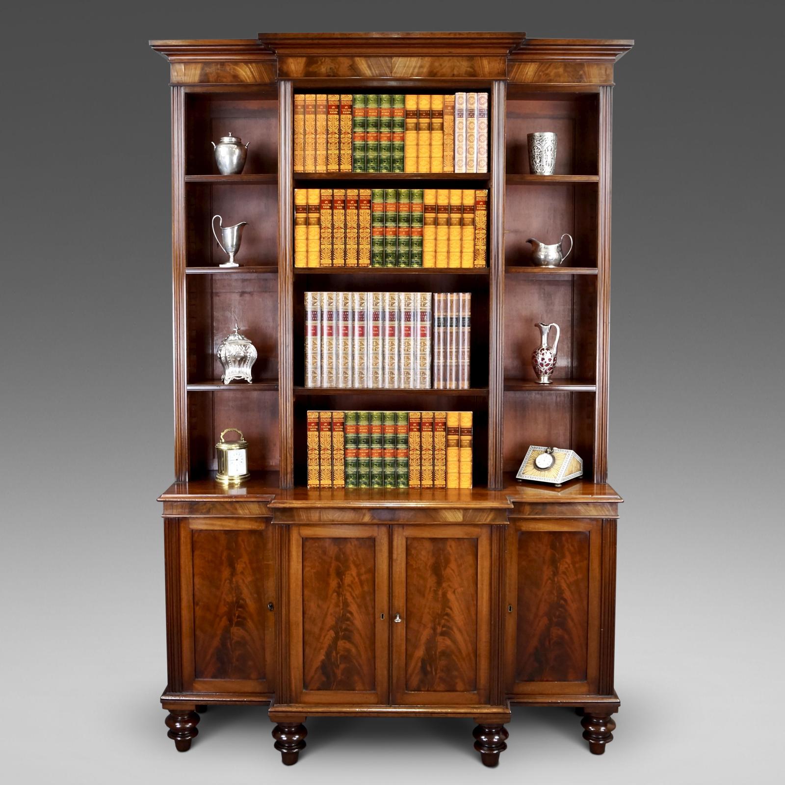 A Very Unusual & Diminutive Mahogany Breakfront Bookcase (1 of 5)