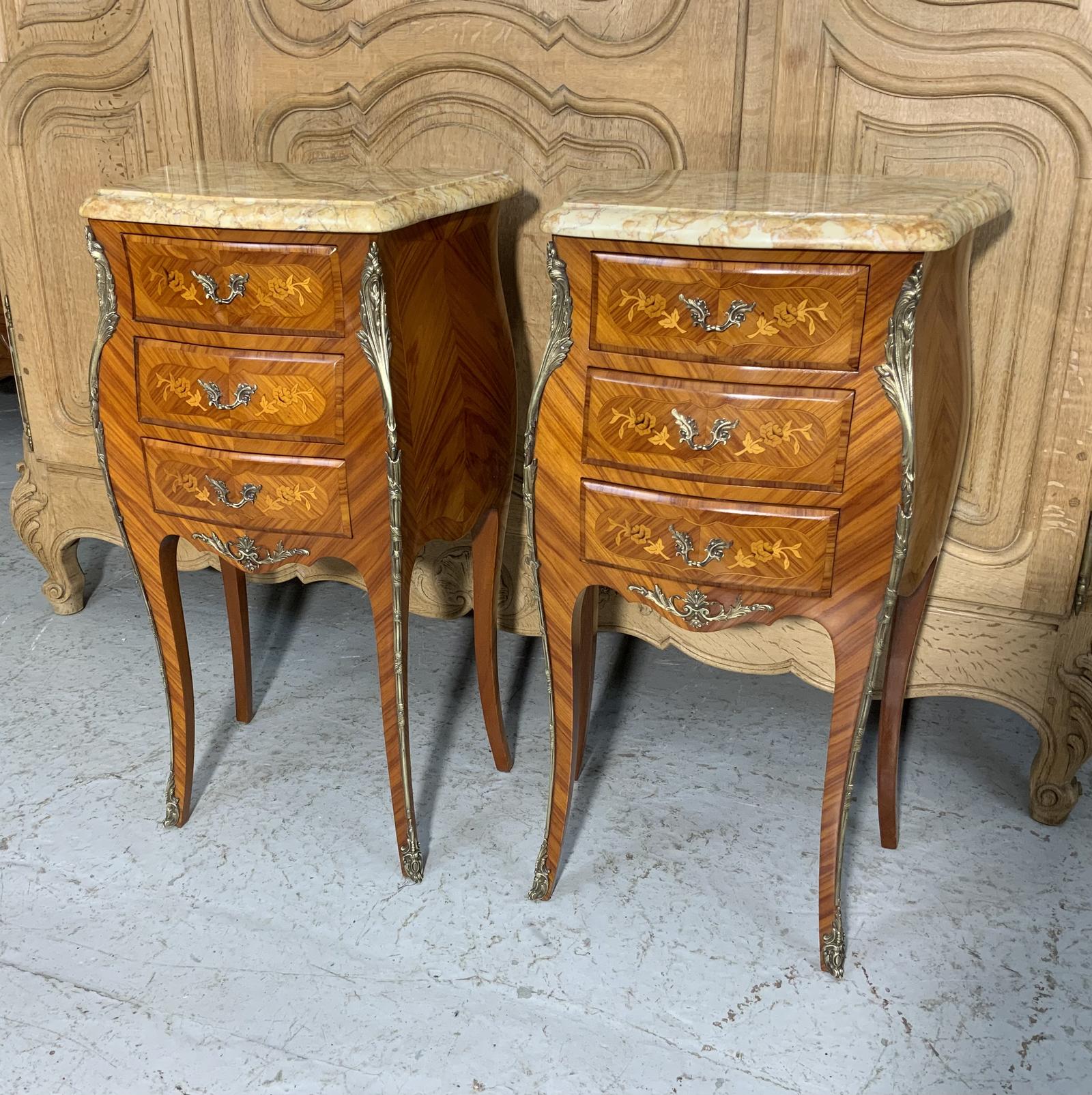 Pair of French Marquetry Bedside Cabinets (1 of 9)