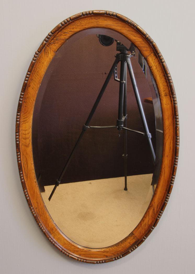 Antique Oval Bevelled Edge Oak Framed Mirror (1 of 4) Antique Oval Bevelled Edge Oak Framed Mirror (1 of 4)