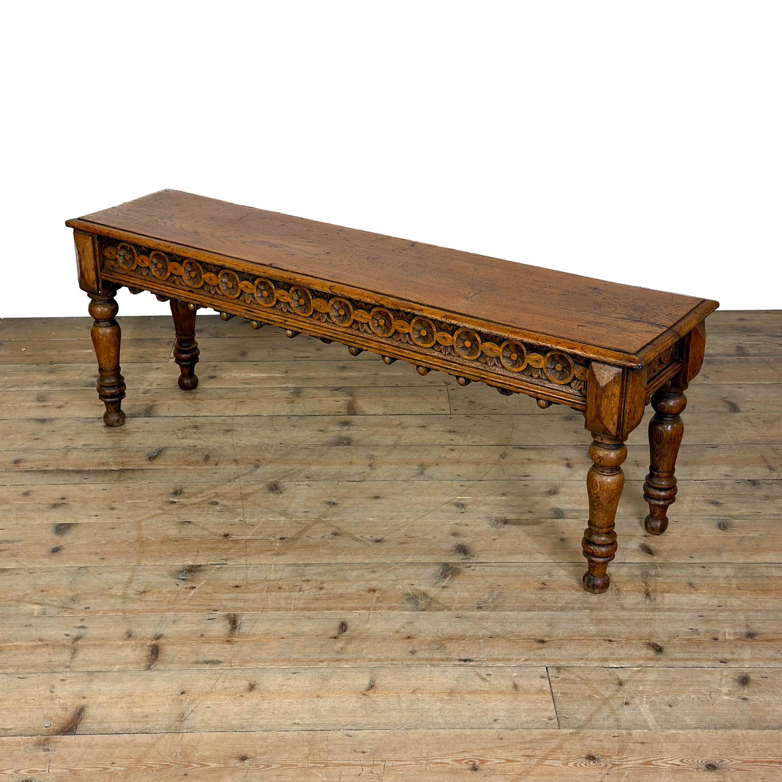 Antique Victorian Carved Oak Hall Bench (1 of 8) Antique Victorian Carved Oak Hall Bench (1 of 8)