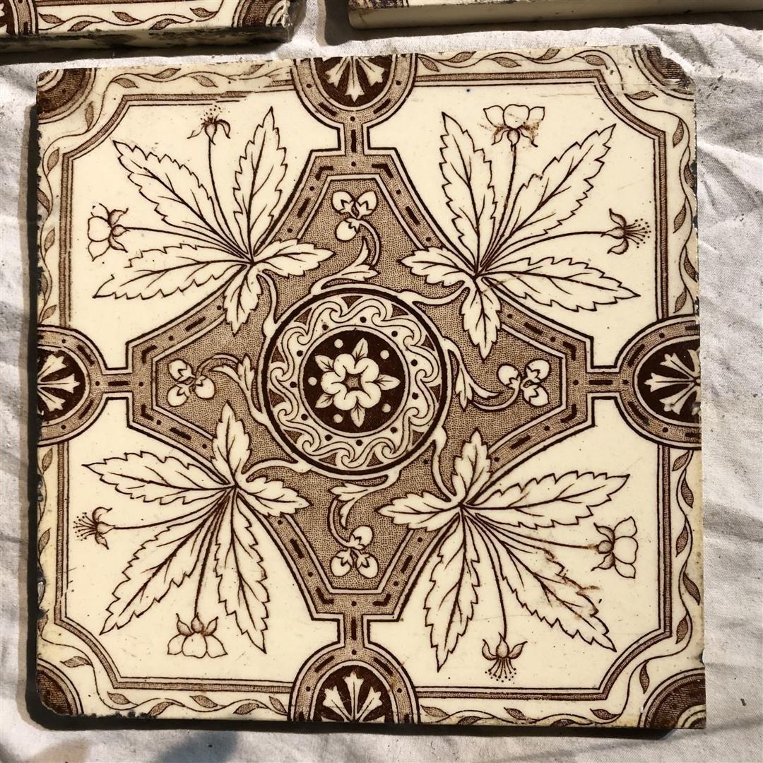 Five Antique Fireplace Tiles Buttercup Design 0042 (1 of 8)