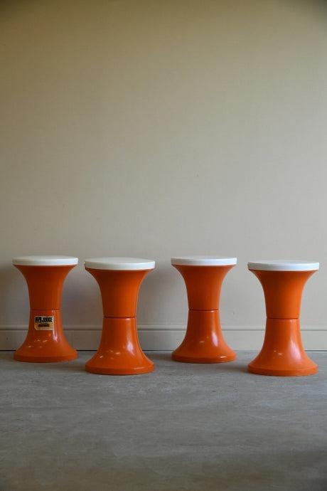 Set of 4 Retro Orange Plastic Stools by Judge (1 of 10) Set of 4 Retro Orange Plastic Stools by Judge (1 of 10)