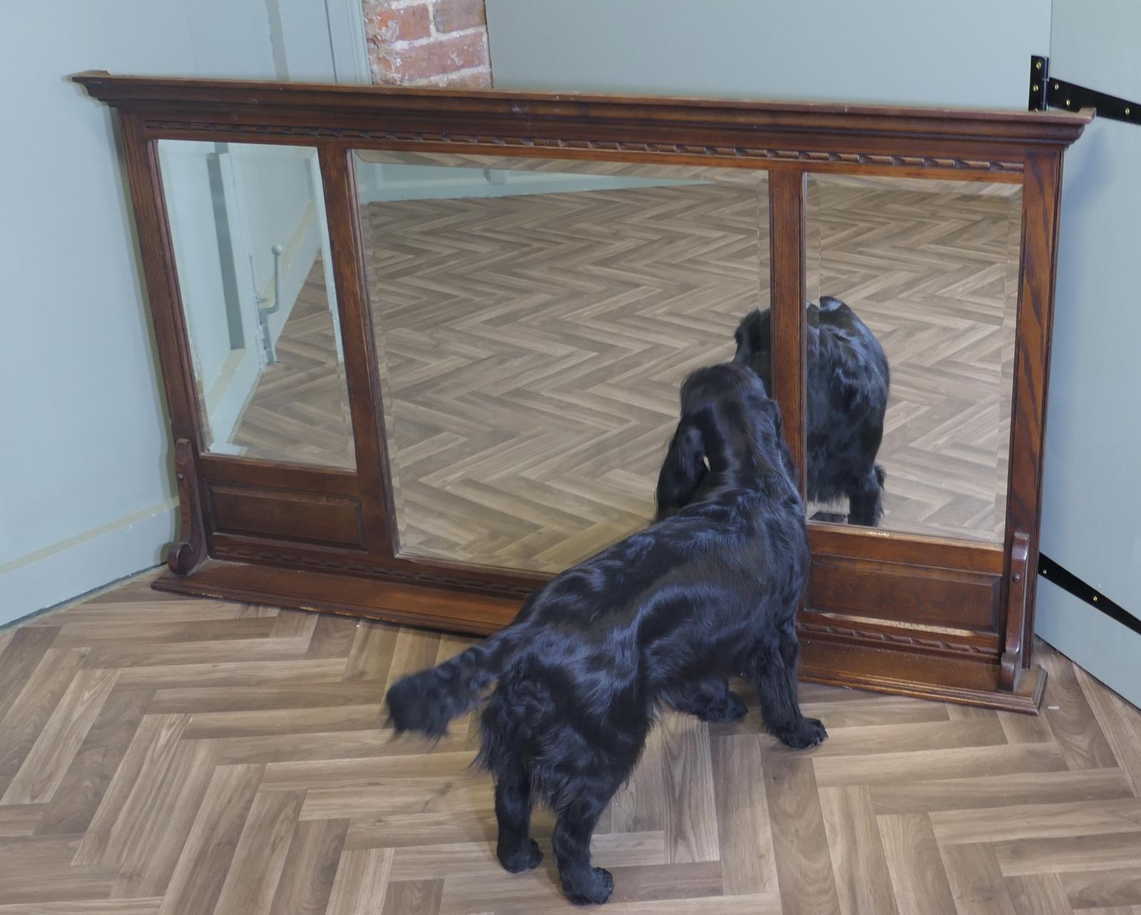 Old Charm Oak Overmantel, Triple Mirror (1 of 7)
