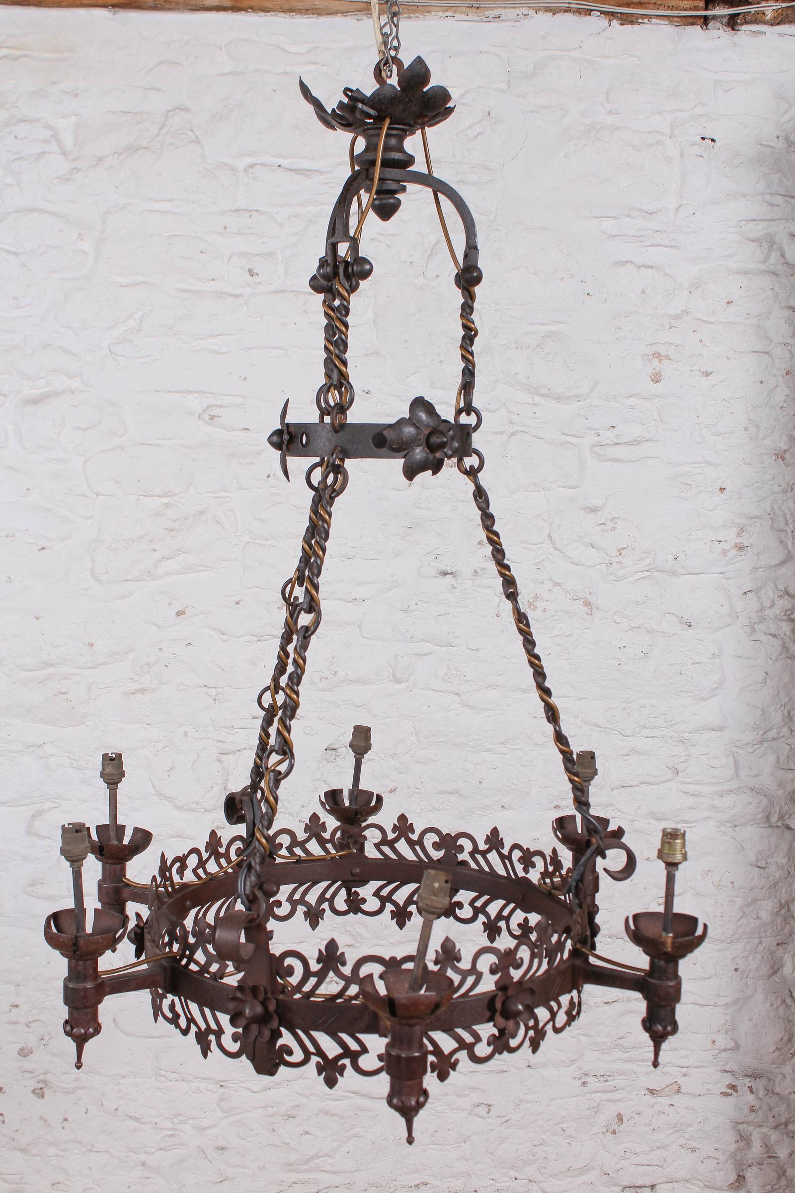 Attractive French Iron Ornamental Chandelier (1 of 5)