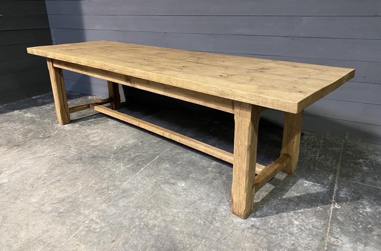 Large French Normandy Bleached Oak Farmhouse Dining Table (1 of 1)