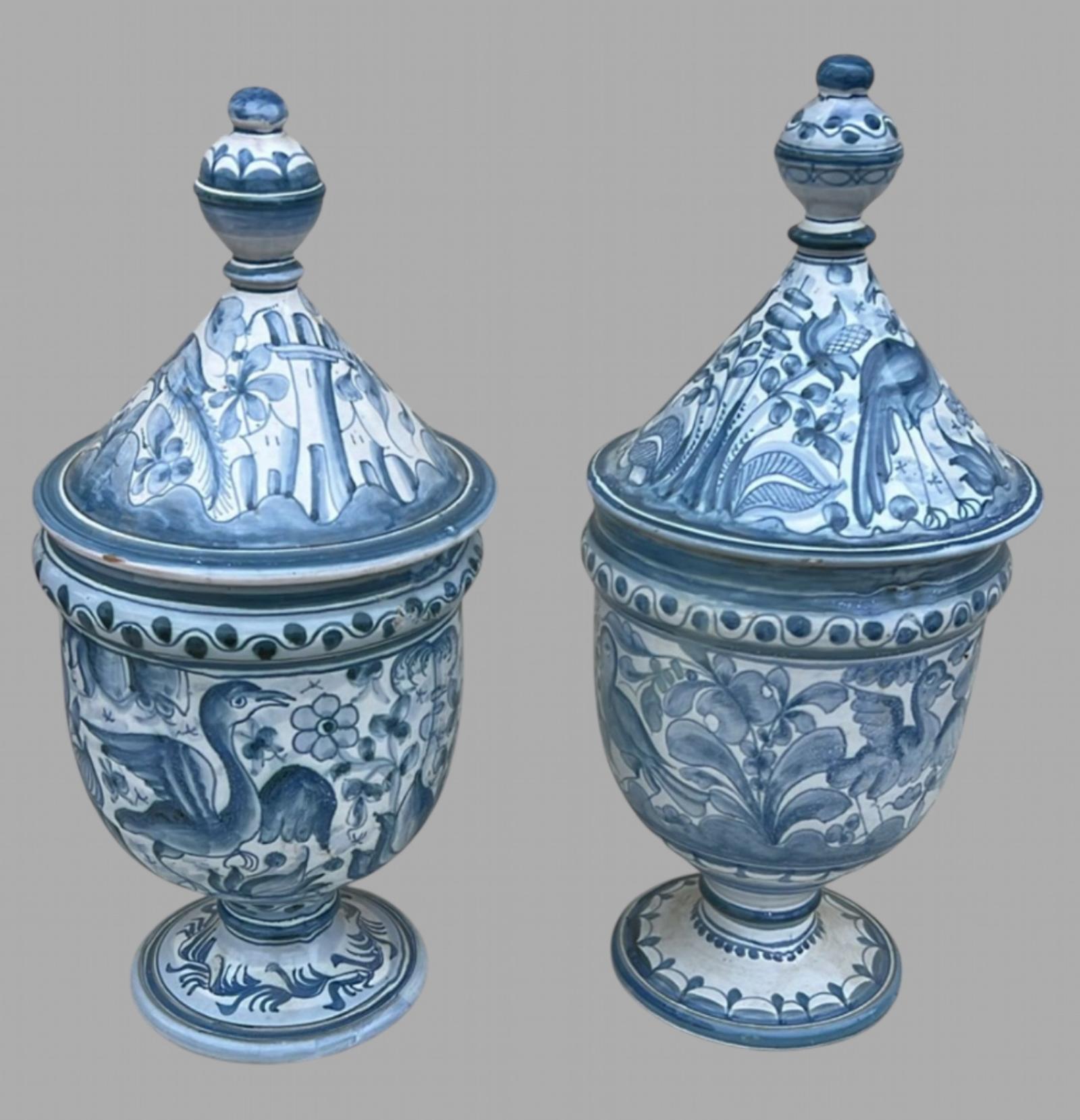 An Attractive Pair of Portuguese Hand Painted Pots (1 of 6) An Attractive Pair of Portuguese Hand Painted Pots (1 of 6)