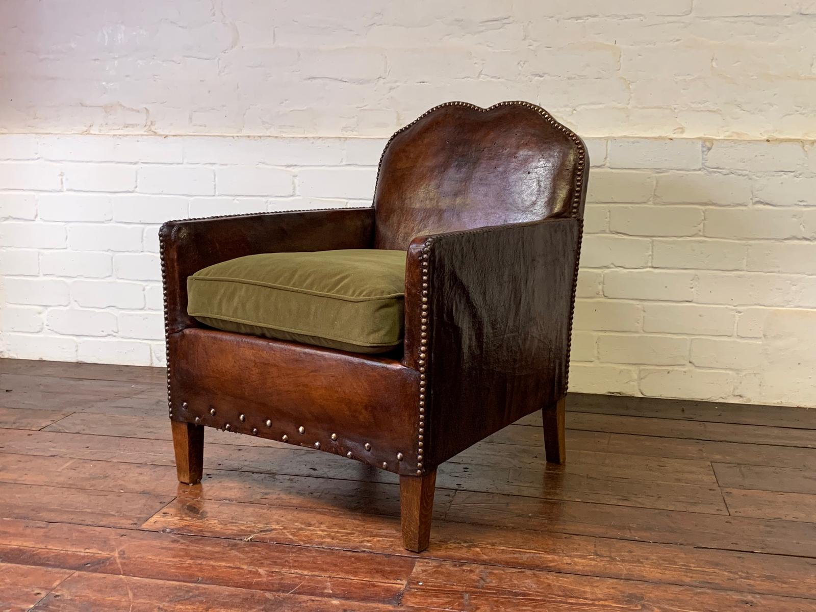 A Very Pretty French Leather Club Chair, Normandy Moustache Model Circa 1920 (1 of 14) A Very Pretty French Leather Club Chair, Normandy Moustache Model Circa 1920 (1 of 14)