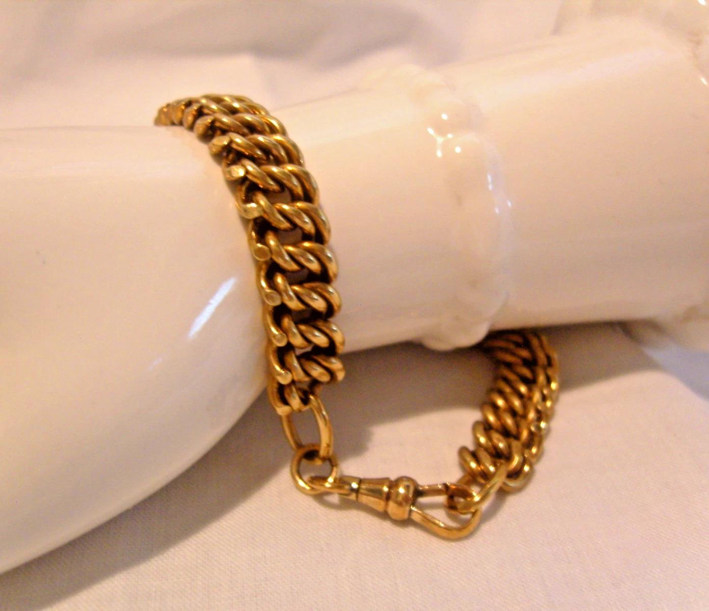 Bracelet 9ct Rose Rolled Gold Victorian 1890s Chunky Curb Link 9" Length 30.8g (1 of 12)