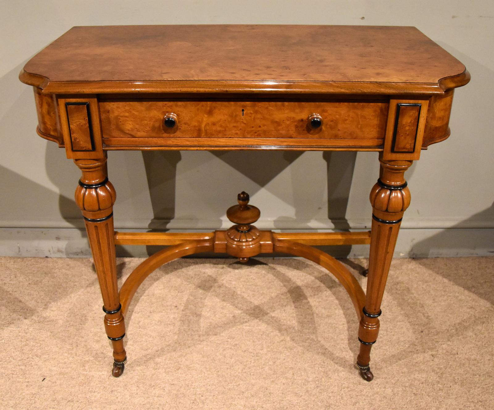 19th Century Burr Elm Console Writing Table (1 of 9) 19th Century Burr Elm Console Writing Table (1 of 9)