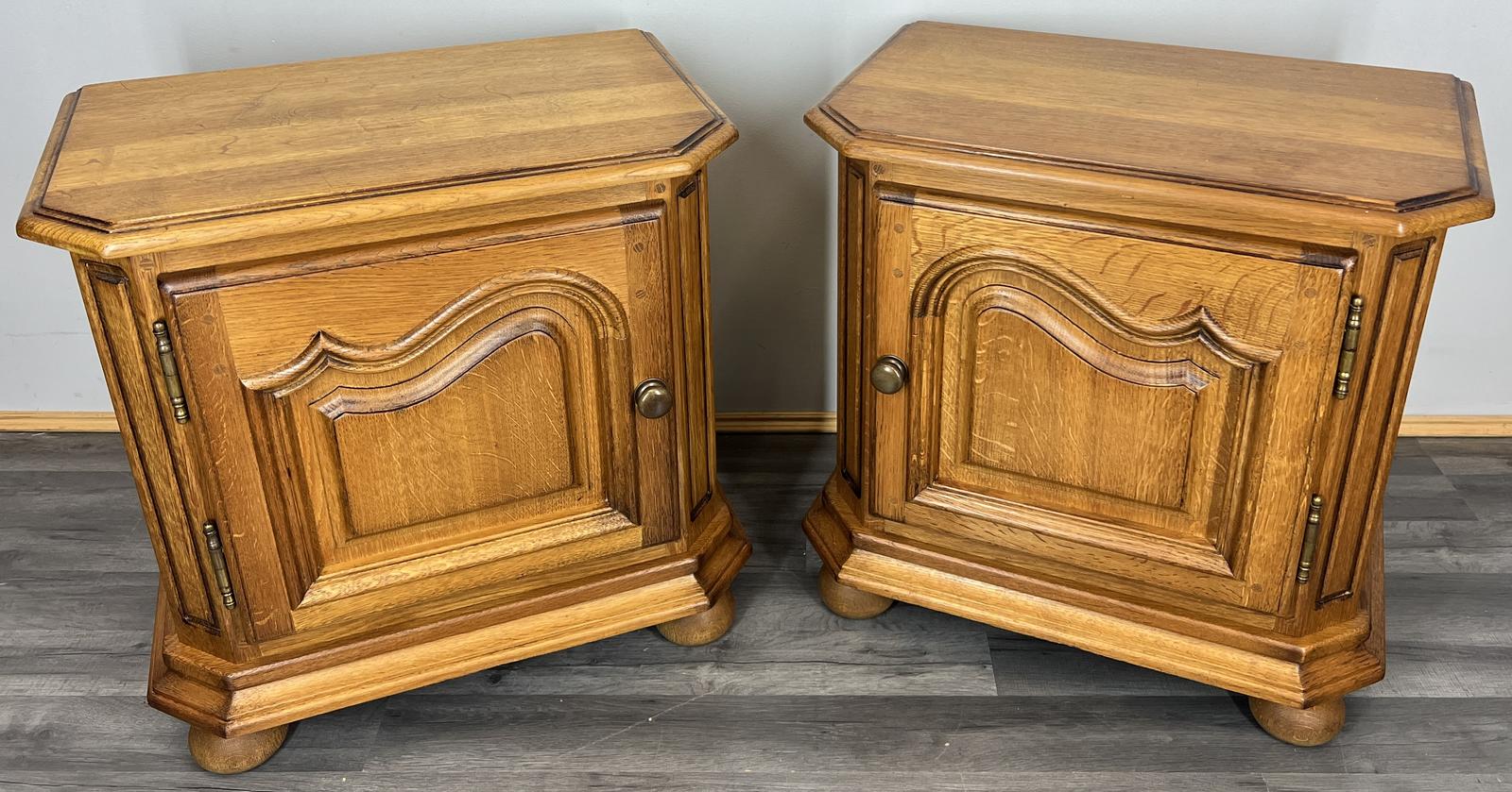 Pair of Bedside Tables Vintage French Nightstands Carved Door Cabinets (1 of 12)