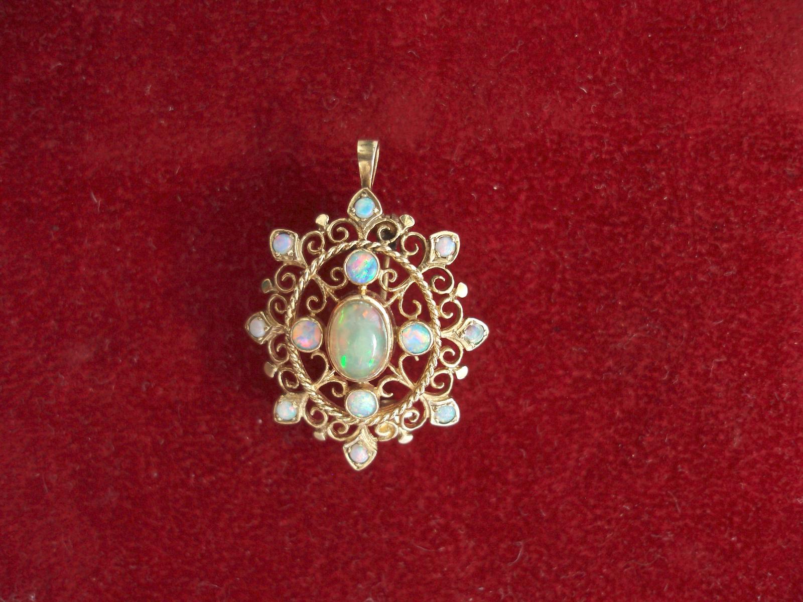 Pendant & Brooch 9ct Gold & Opal Floral Design c.1910 (1 of 2) Pendant & Brooch 9ct Gold & Opal Floral Design c.1910 (1 of 2)