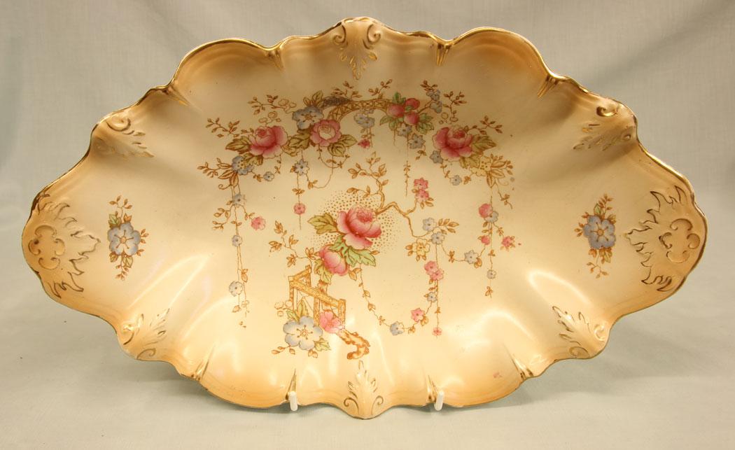 Antique Crown Devon Shaped Decorated Dish (1 of 6)