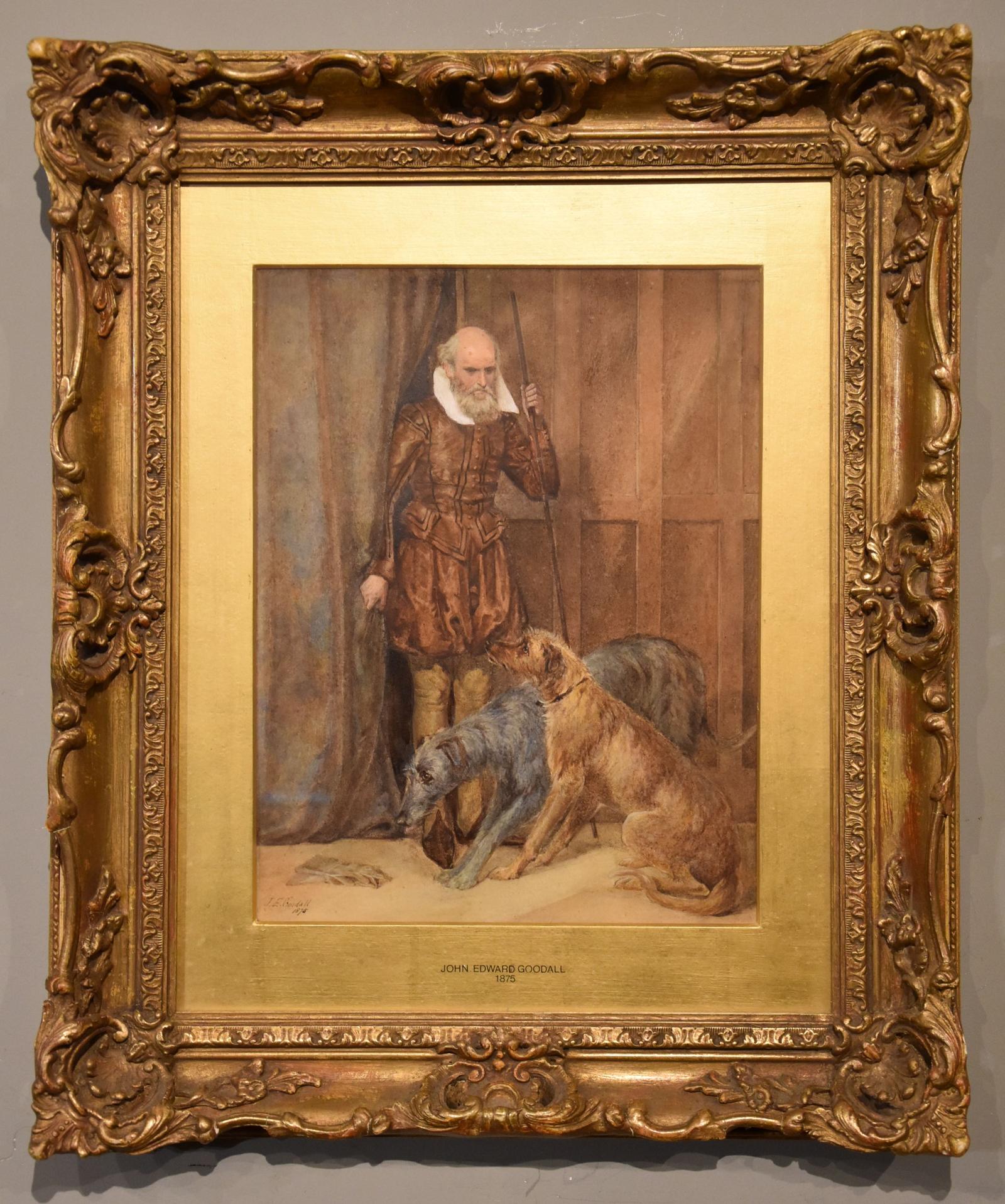 Watercolour by John Edward Goodall - The Keeper of the Hounds (1 of 6)