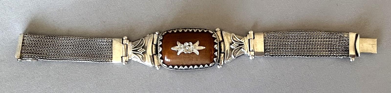 French Silver and Agate  Strap Bracelet (1 of 8)