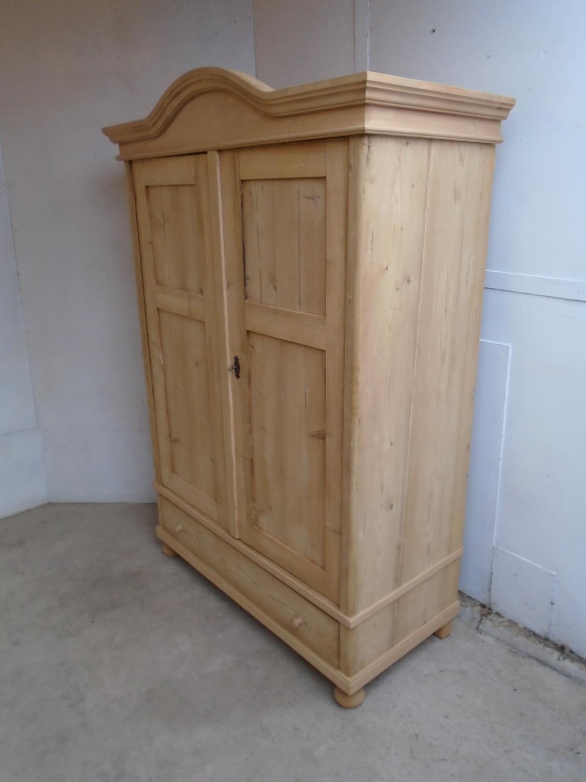 Large Arched Antique Pine Knockdown Wardrobe to wax / paint