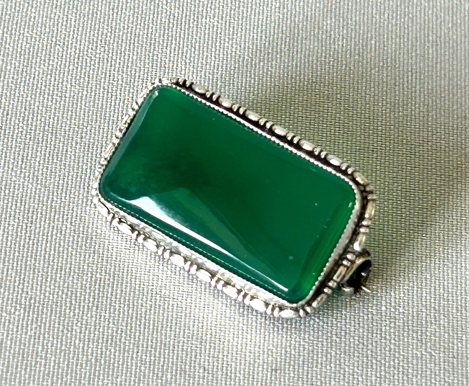 Art Deco Austrian Silver & Chrysoprase Brooch (1 of 5)