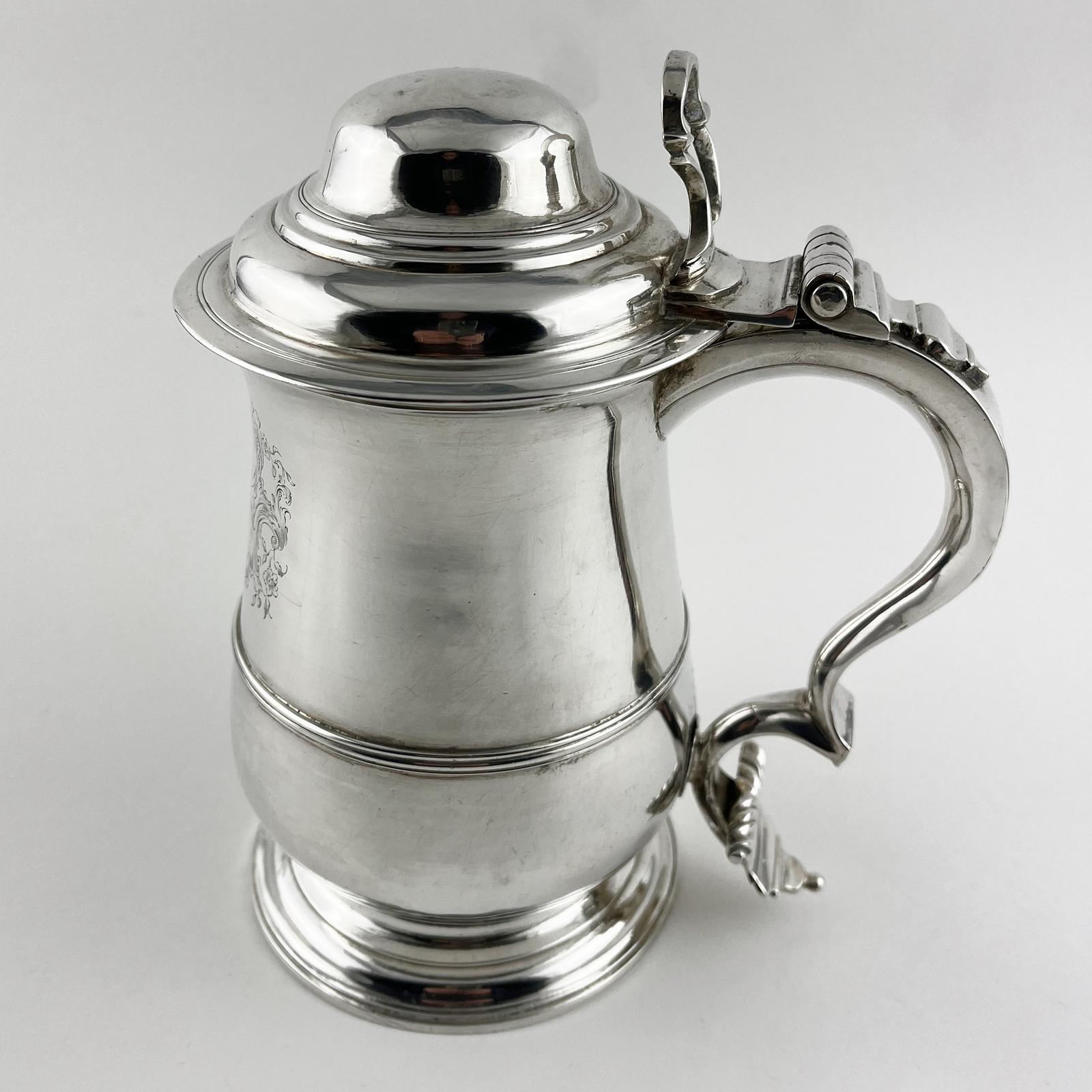 Large George II Sterling Silver Lidded Tankard (1 of 10) Large George II Sterling Silver Lidded Tankard (1 of 10)