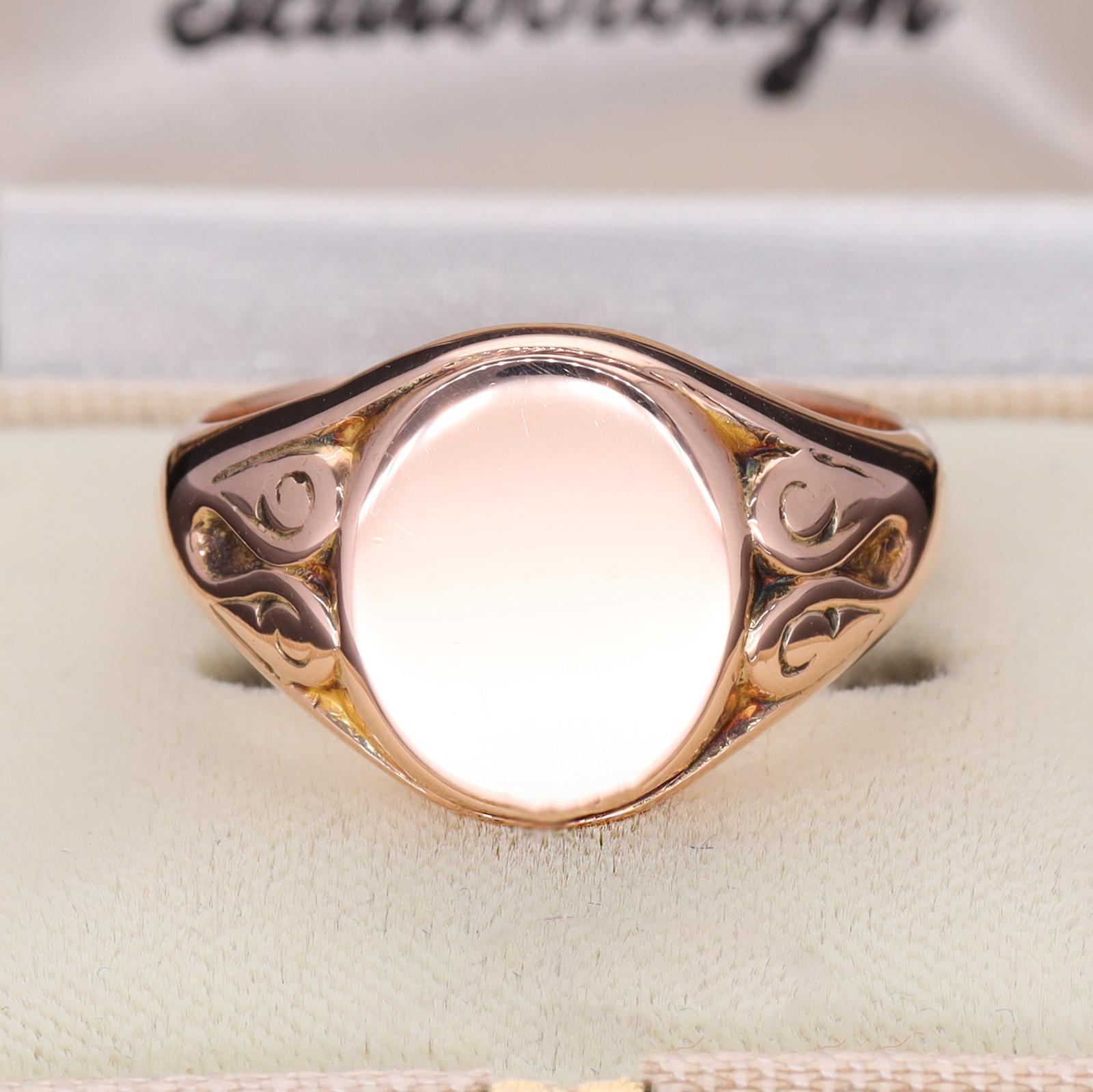 The Antique 1912 Oval Rose Gold Signet Ring (1 of 5)