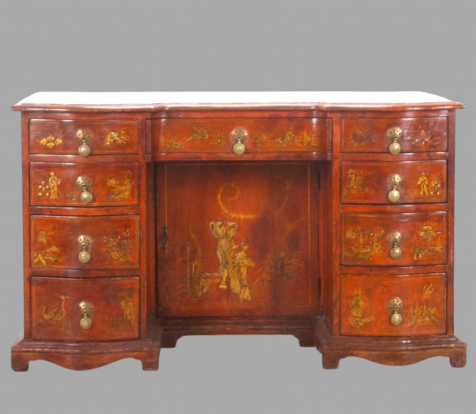 Chinoiserie Pedestal Desk 19th Century (1 of 8) Chinoiserie Pedestal Desk 19th Century (1 of 8)